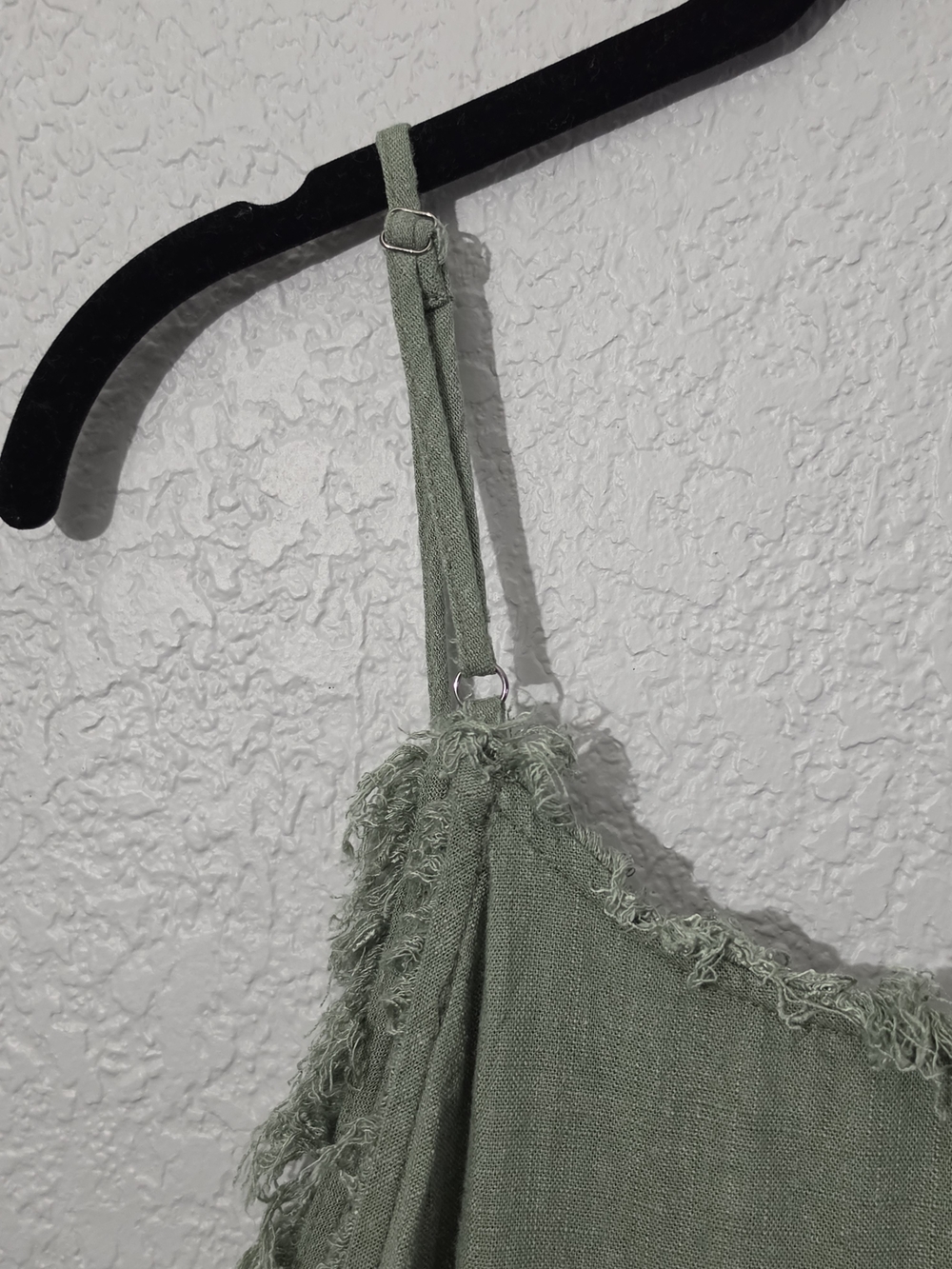 Umgee Olive Green Linen Blend Fringe-Trim Tie-Front Camisole Tank Womens Small - Picture 8 of 8